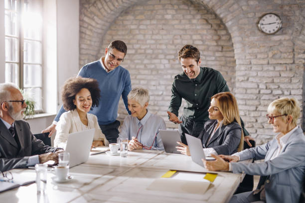 istock Multi-tasking business people working on a meeting in the office. 1096870000