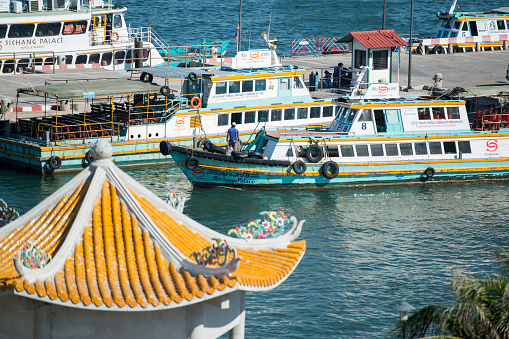 the ferry station or Pier on the island of Koh Loy in the Town of Si Racha in the Provinz Chonburi in Thailand.  Thailand, Bangsaen, November, 2018