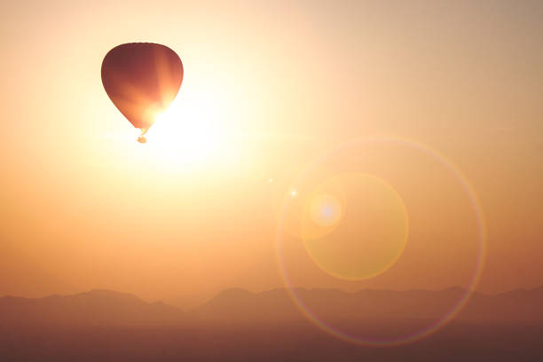 air balloon in the sunset sky