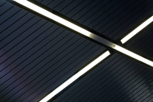 istock Daylight lamps in drop ceiling. Modern architecture photo. Contemporary interior fragment in minimalism style. Abstract background on the subject of construction industry. 1096878250