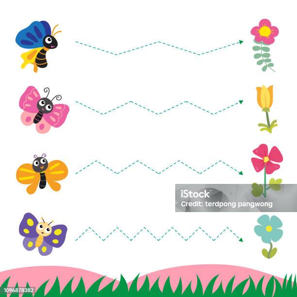 Butterfly Worksheet Vector Design Stock Illustration - Download Image Now - Animal, Art, Art Product