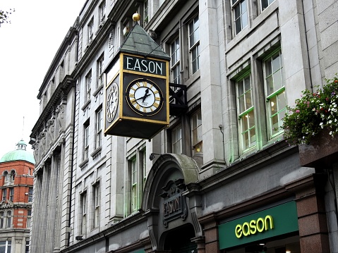 27th September 2018, Dublin, Ireland. Iconic Eason's clock on O'Connell Street where Dublin people often agree to meet under.