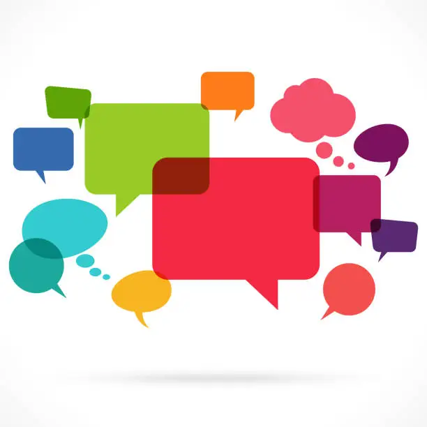 Vector illustration of colored speech and thought bubbles