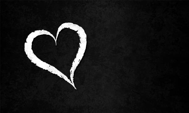Illustration Of One White Colored Textured Heart Over A Black Smudged  Horizontal Background Stock Photo - Download Image Now - iStock