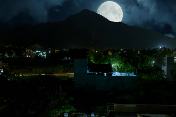 istock The holy mountain Arunachala with full moon in India at night 1096890270