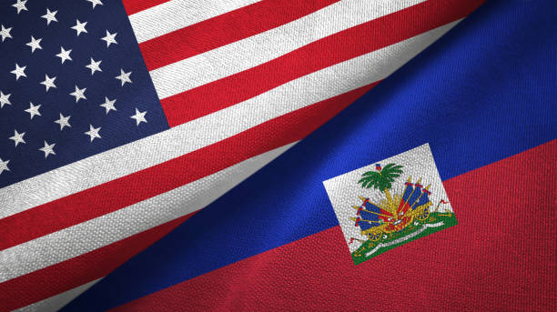 Haiti and United States two flags together textile cloth, fabric texture Haiti and United States flags together textile cloth, fabric texture government large currency finance stock pictures, royalty-free photos & images