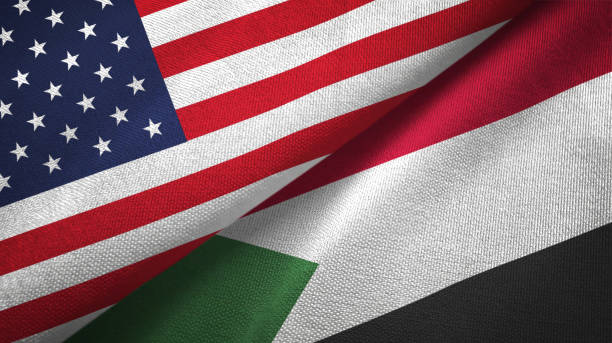 Sudan and United States two flags together textile cloth, fabric texture Sudan and United States flags together textile cloth, fabric texture government large currency finance stock pictures, royalty-free photos & images