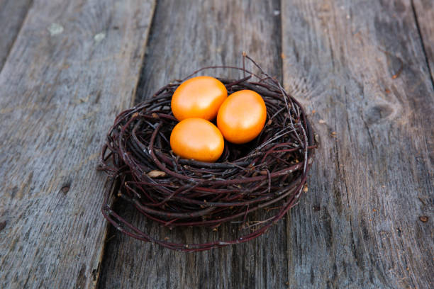 istock Colorful Easter eggs on wooden background 1096897322