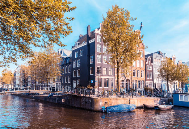 istock Typical Dutch Houses and Houseboat 1096909638