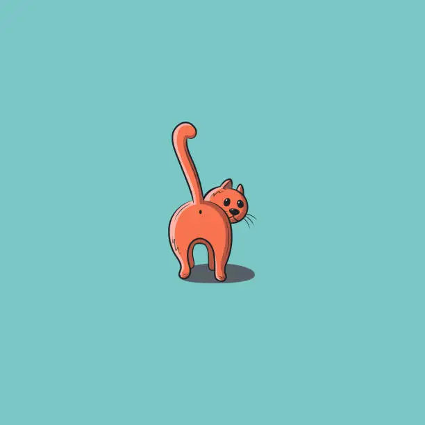 Vector illustration of Cat on blue background.