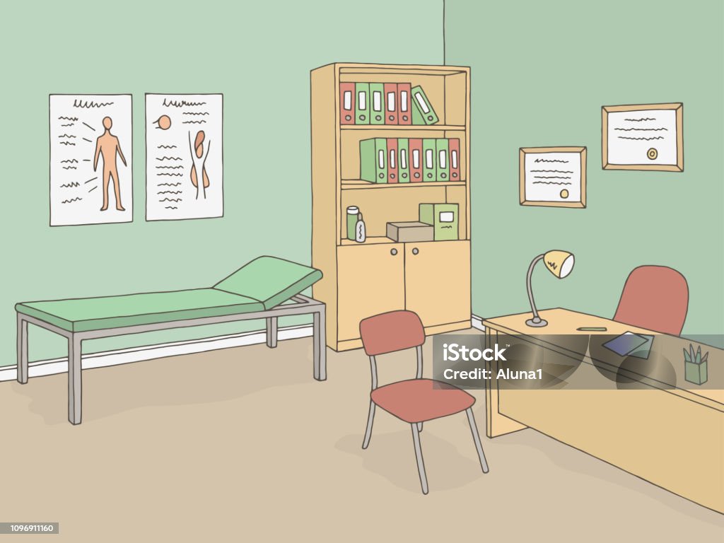 Doctor Office Graphic Color Interior Sketch Illustration Vector Stock
