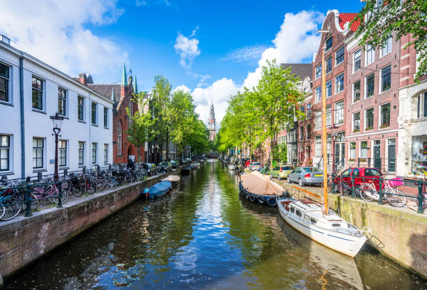 istock Typical Dutch Houses and Houseboat 1096915360