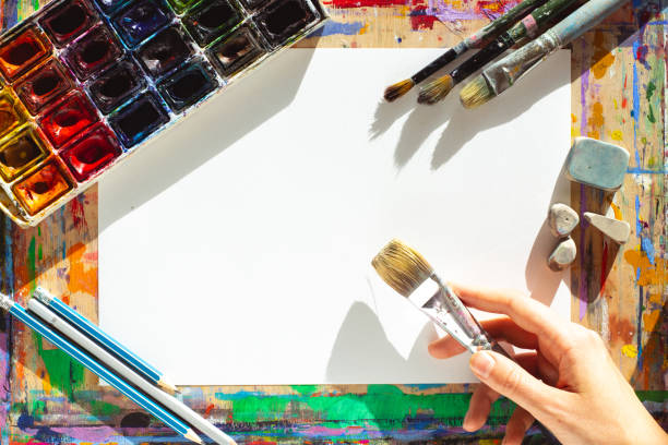 istock Hand drawing with paint brush on paper 1096915470