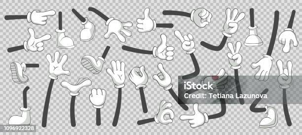 Cartoon Legs And Hands Legs In Boots And Gloved Hands Vector Isolated Illustration Set Stock Illustration - Download Image Now