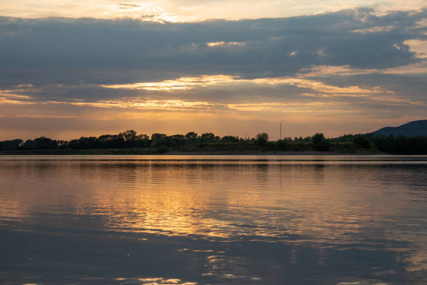 istock Sunset on a lake in Hohenrode in Germany 1096928544