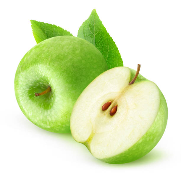 孤立した緑のリンゴ - granny smith apple ストックフォトと画像