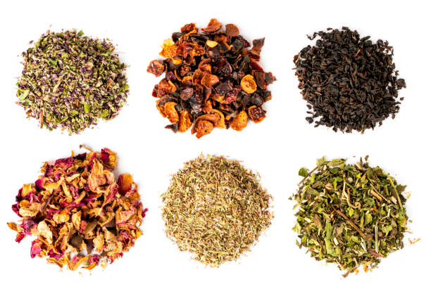 istock Six types of tea on a white background, isolated. 1096931590