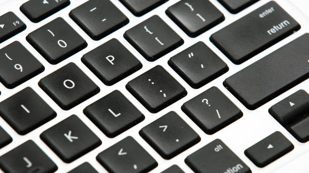 ノート パソコンのキーボードのキーのクローズ アップ - computer key close up computer qwerty ストックフォトと画像