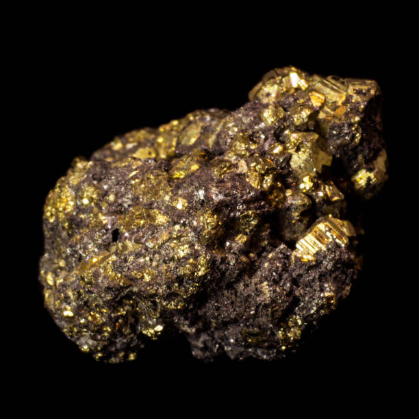 istock Small natural druse of pyrite on a black background 1096939000