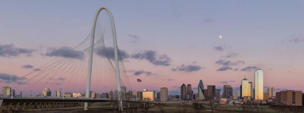 Dallas Skyline Sunset and the Moon, Dallas, Texas
