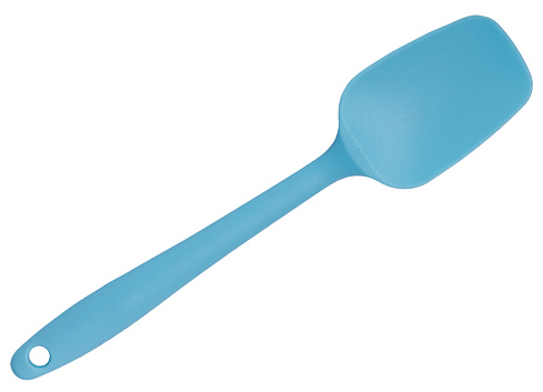 Silicone blue spatula for cooking isolated on white backgroun