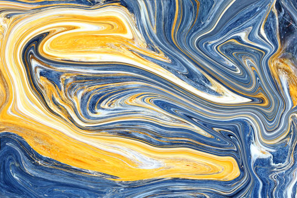 istock yellow, white and blue Marble pattern ink acrylic painted waves texture background for wallpaper or skin wall luxurious 1096947866