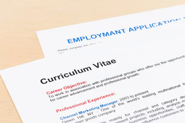 Photo of Curriculum vitae and employment application form