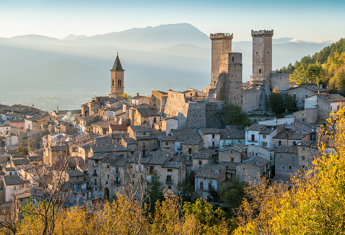 Pacentro in a late autumn afternoon, medieval village in L'Aquila province, Abruzzo, central Italy.