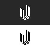 istock Letter U logo isometric shape, creative symbol UUU initials monogram, overlapping lines smooth form 1096953238