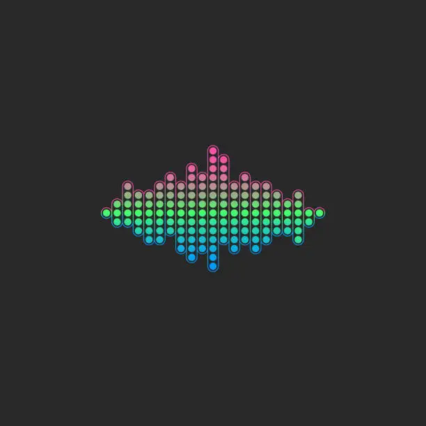 Vector illustration of Voice sound wave logo. Gradient color electronic audio equalizer signal vector illustration.