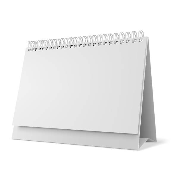 istock Blank desk calendar 3d mockup vector illustration. Horizontal realistic paper calendar blank 1096953572