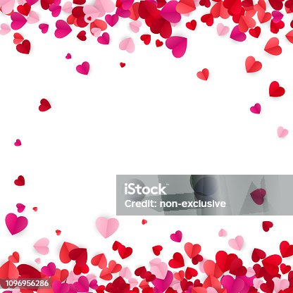 istock Valentine's day background with hearts. Holiday decoration elements colorful red hearts. Vector illustration isolated on white background 1096956286