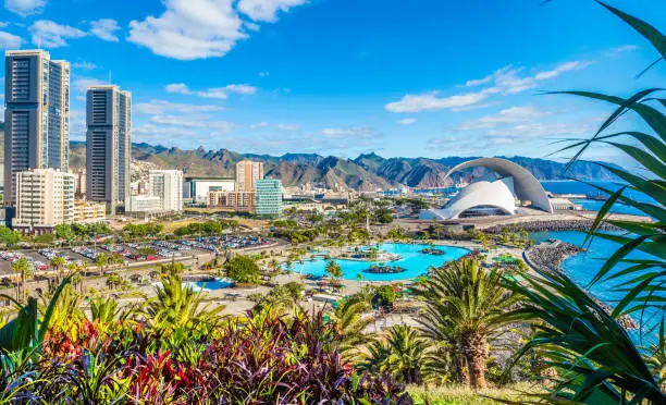 Landscape with Santa Cruz, capital of Tenerife, Canary island, Spain