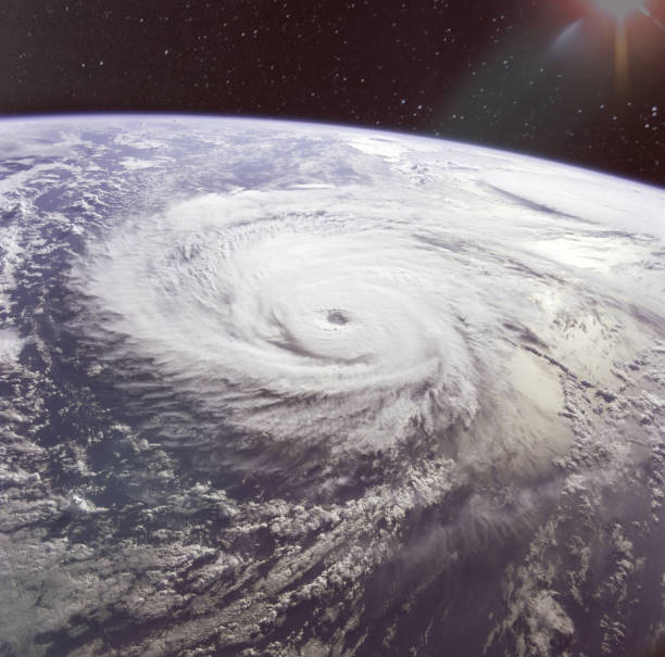 uragano gigante visto dallo spazio. elementi di questa immagine forniti dalla nasa. - occhio del ciclone foto e immagini stock