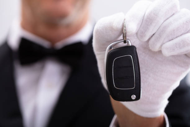 istock Waiter Hand Holding Car Key 1096960048