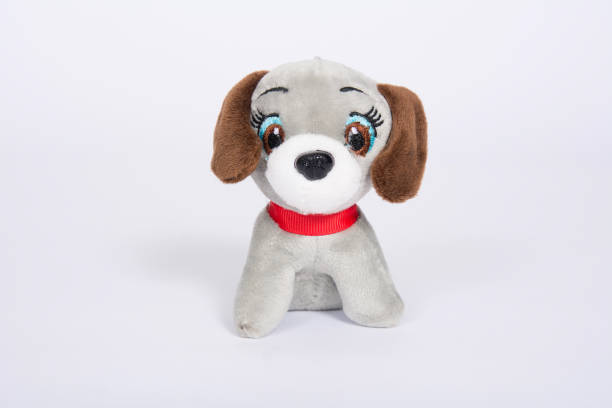 istock Soft toy dog with brown ears on a white background 1096963478