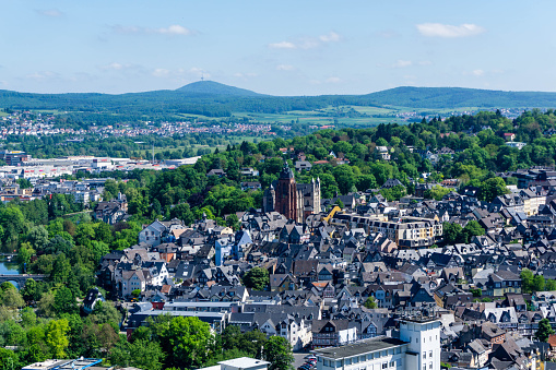 Panorama of the city Wetzlar at blue sky in Hesse, Germany