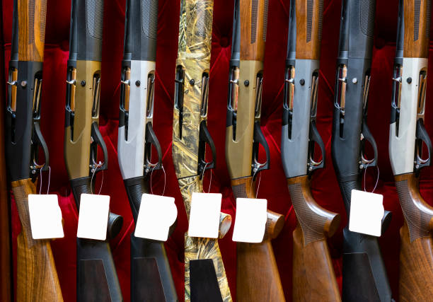 istock New hunting rifle in market showcase 1096964706