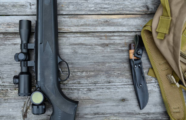 istock air rifle with telescopic sight , for sport hunting 1096964716