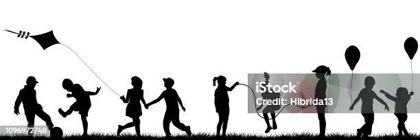 Black Children Playing Outdoor Stock Illustration - Download Image Now - Child, In Silhouette, Playing