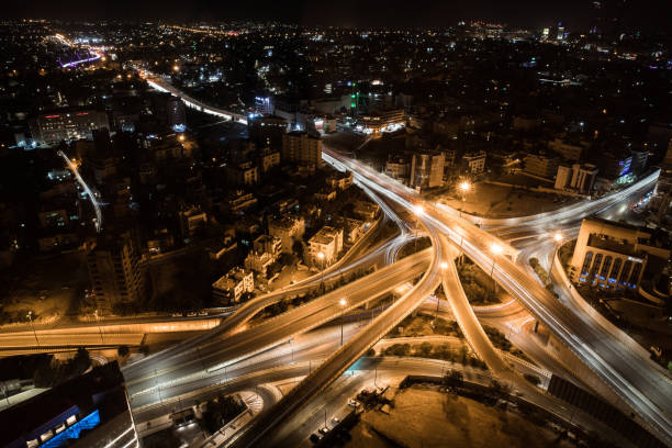 Long exposure shot of a crossroad in Amman, Jordan Crossroad in Amman amman pictures stock pictures, royalty-free photos & images