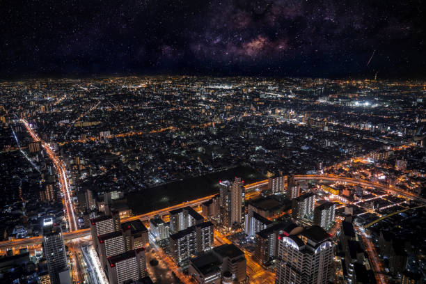 istock Osaka city in imagination with milkyway upside 1096980204