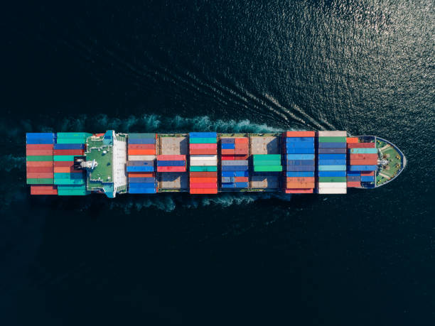 istock Aerial top view container ship for logistic business, import export, shipping or transportation. 1096982566