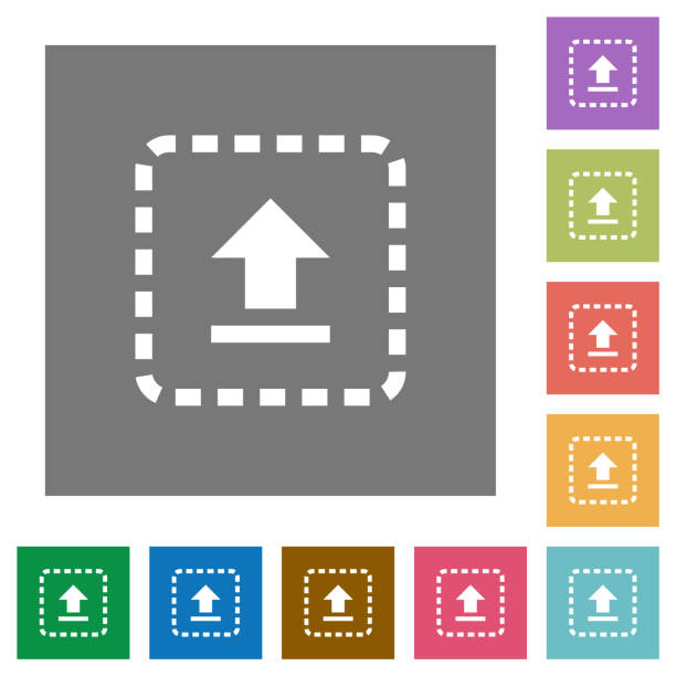 Drag to upload square flat icons Drag to upload flat icons on simple color square backgrounds upstream stock illustrations