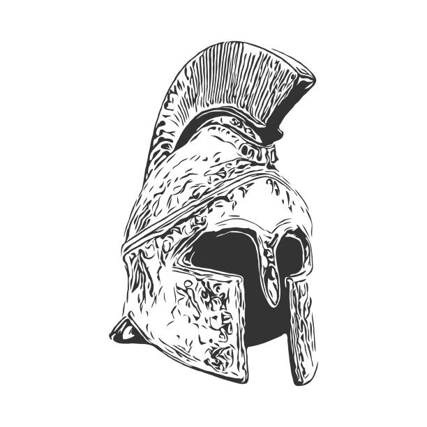 Spartan Helmet Vector illustration of a spartan helmet roman army stock illustrations