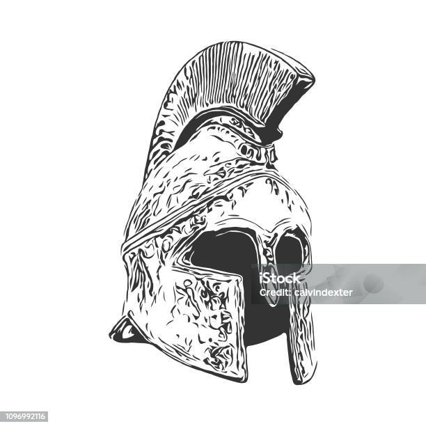 Spartan Helmet Stock Illustration - Download Image Now - Sports Helmet, Empty, Roman