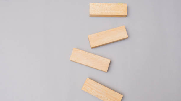 istock Wood block stacking as step stair, Business concept for growth success process on gray background 1096995294