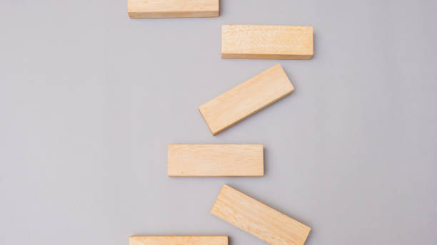 istock Wood block stacking as step stair, Business concept for growth success process on gray background 1096995304