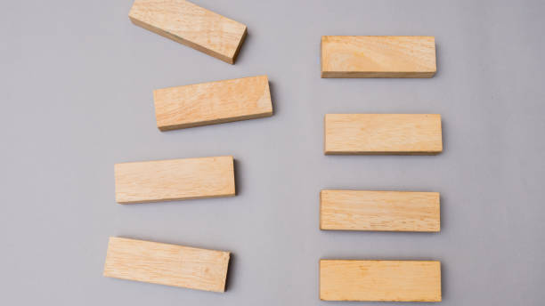 istock Wood block stacking as step stair, Business concept for growth success process on gray background 1096995308