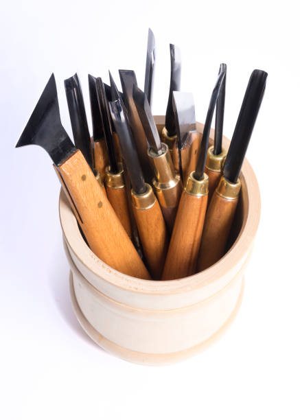set of sharp chisels for woodcarving
